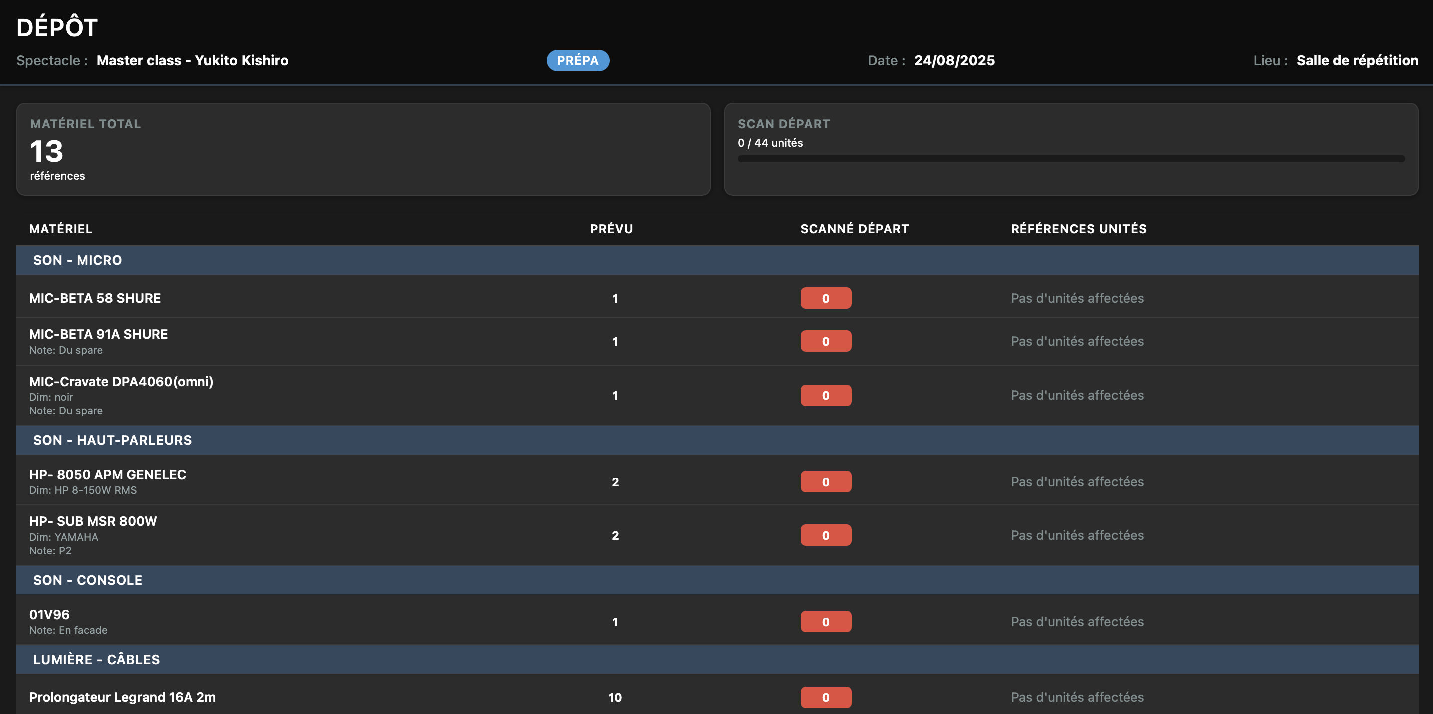 Aperçu de l'écran d'entrepôt externe