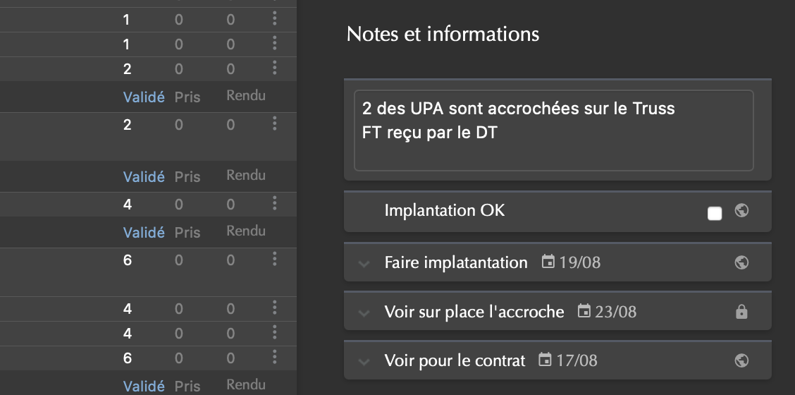 Aperçu des notes de réservation